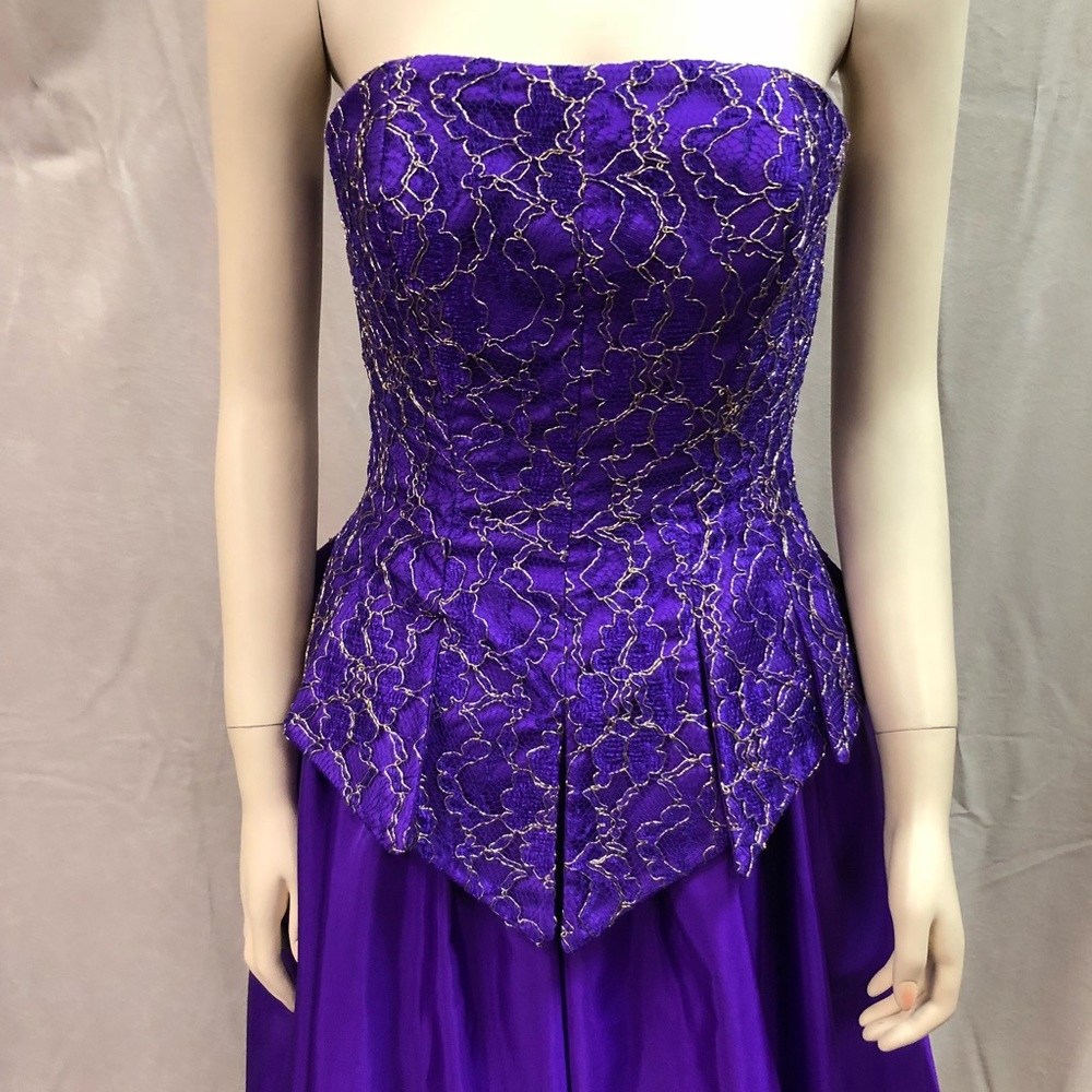 Vintage 80's Purple Strapless Formal Gown - Picture 2 of 7